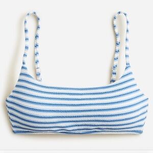 J.Crew Textured Scoopneck Bikini Top in Stripe Light Blue and White Size 3X